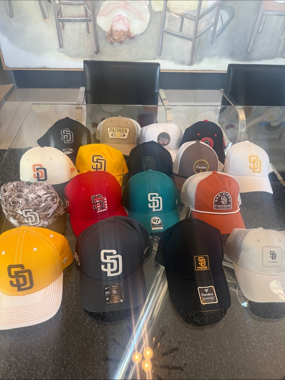 16 Men’s snap back San Diego Padres hats.